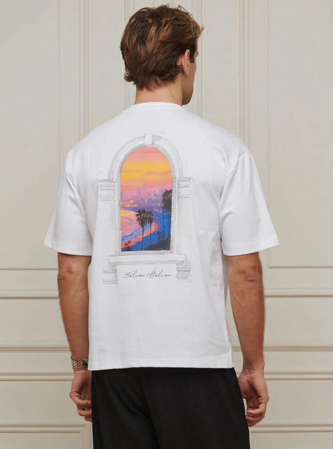 Belier White Miami Sunset T Shirt