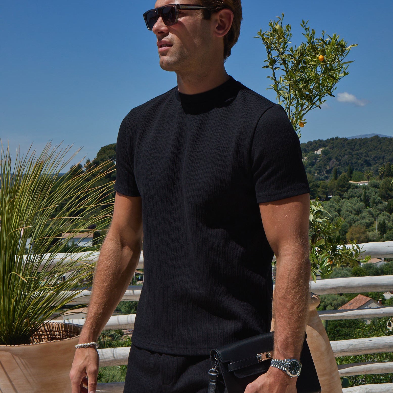 Belier Edwin Textured T-Shirt - Black