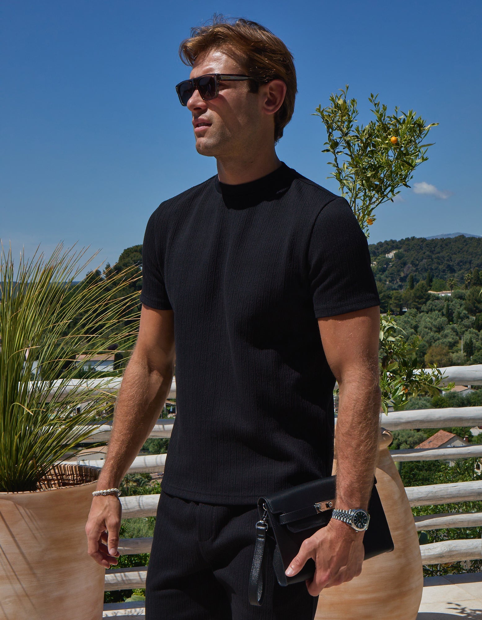 Belier Edwin Textured T-Shirt - Black