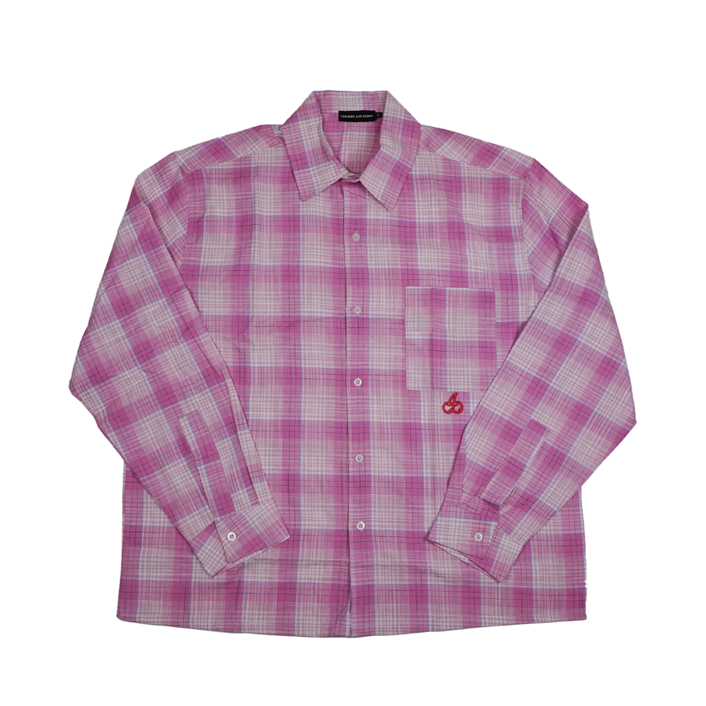 Cherry Location Flannel Shirt Pink