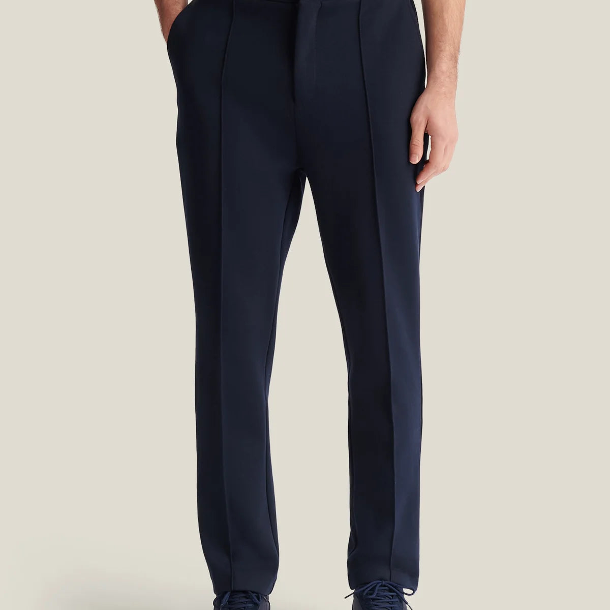 PECKHAM RYE Riva Jersey Interlock Trousers in Navy
