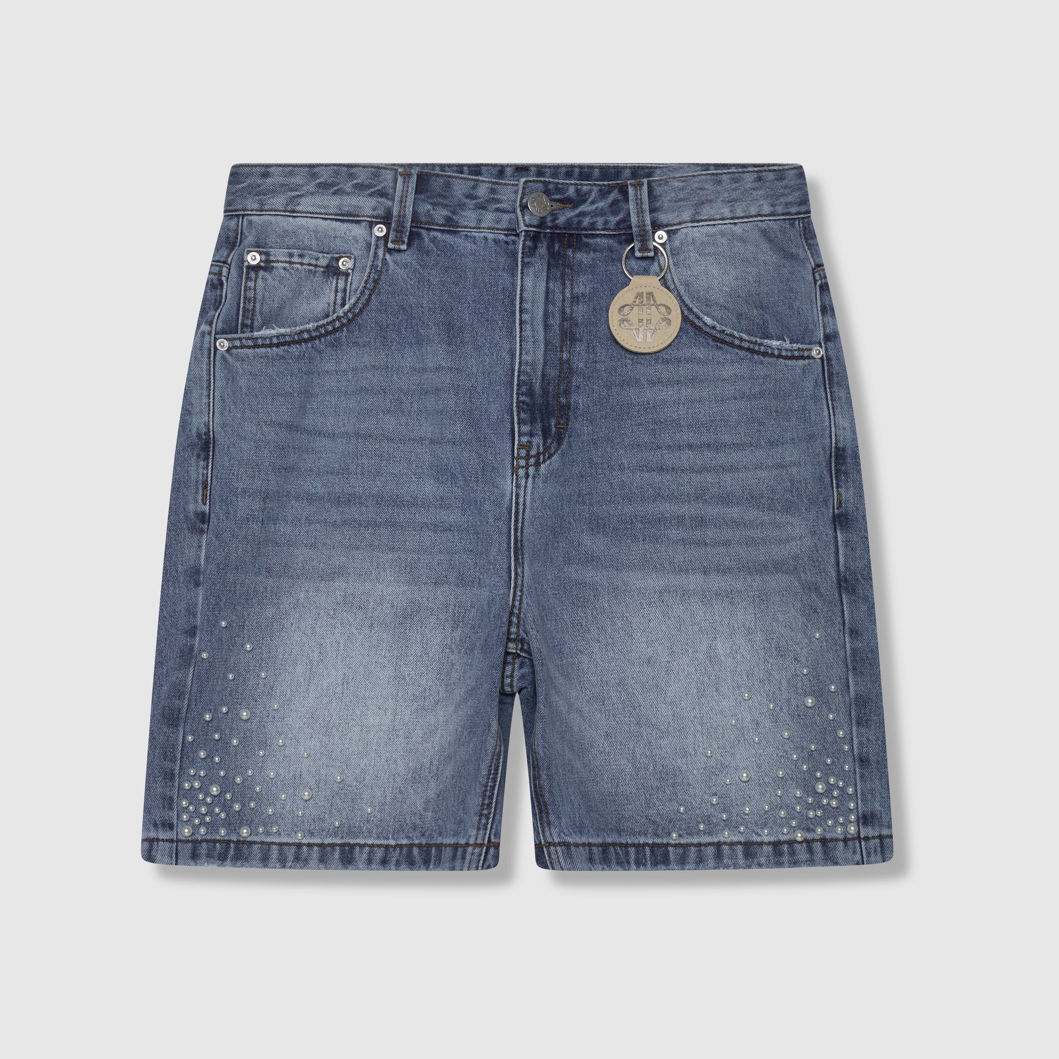 Amicci Akoya Pearl Denim Shorts Blue