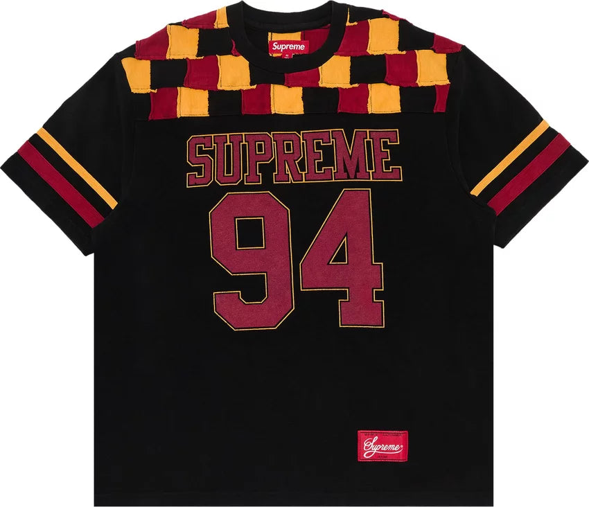 Supreme Patchwork Yoke Black Football T Shirt