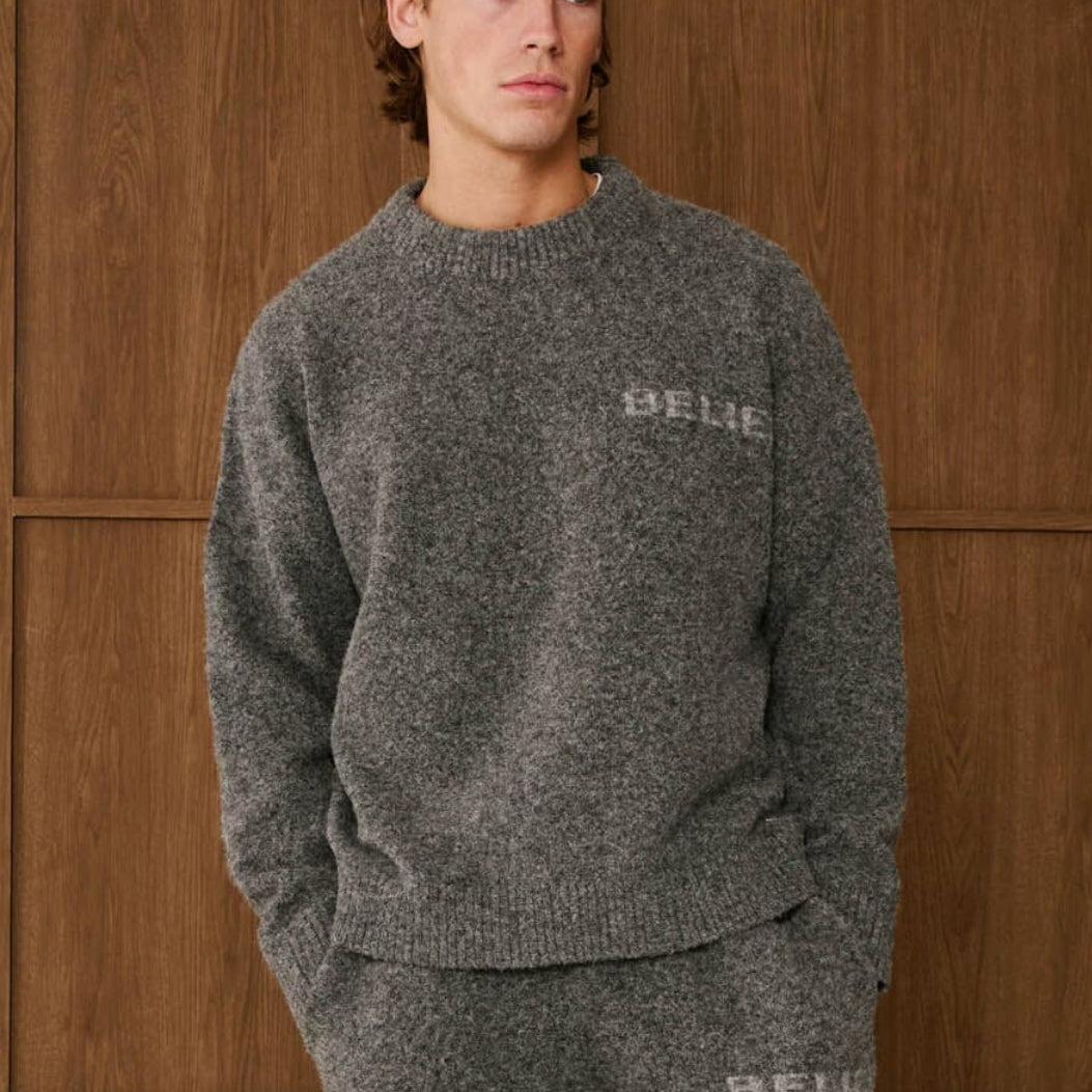 Belier Intarsia Knitted Sweatshirt Charcoal