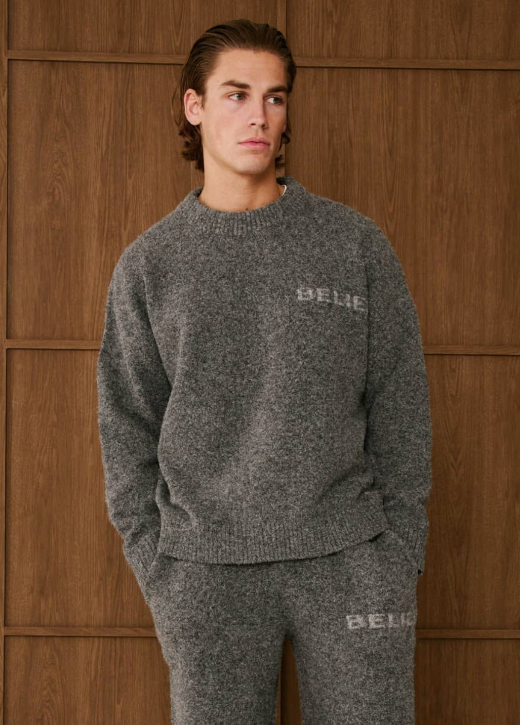 Belier Intarsia Knitted Sweatshirt Charcoal