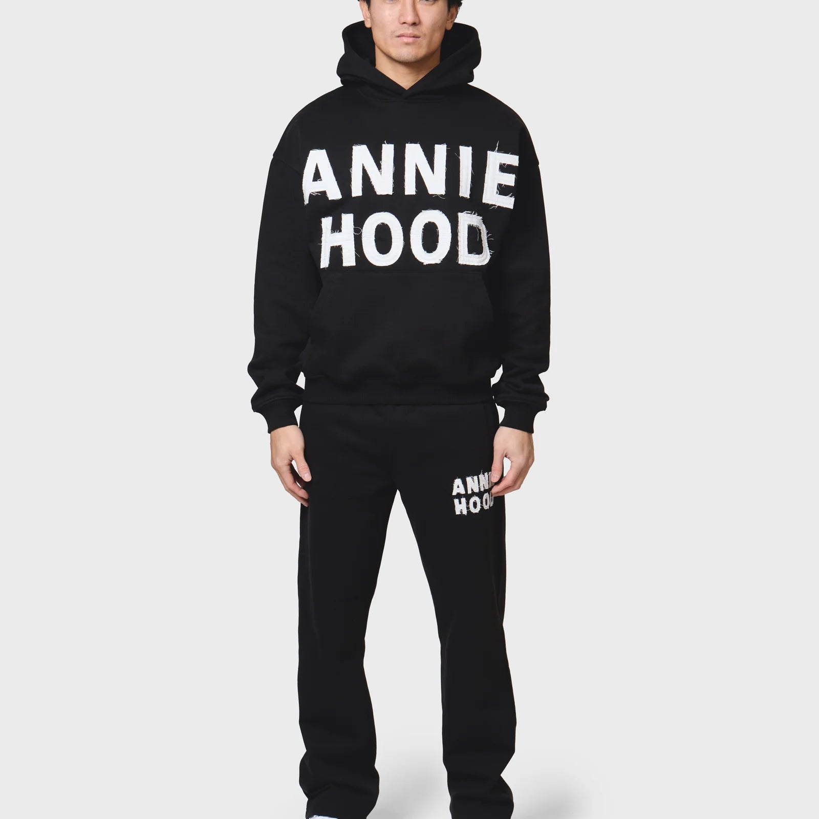Annie Hood Appliqué Hoody Black