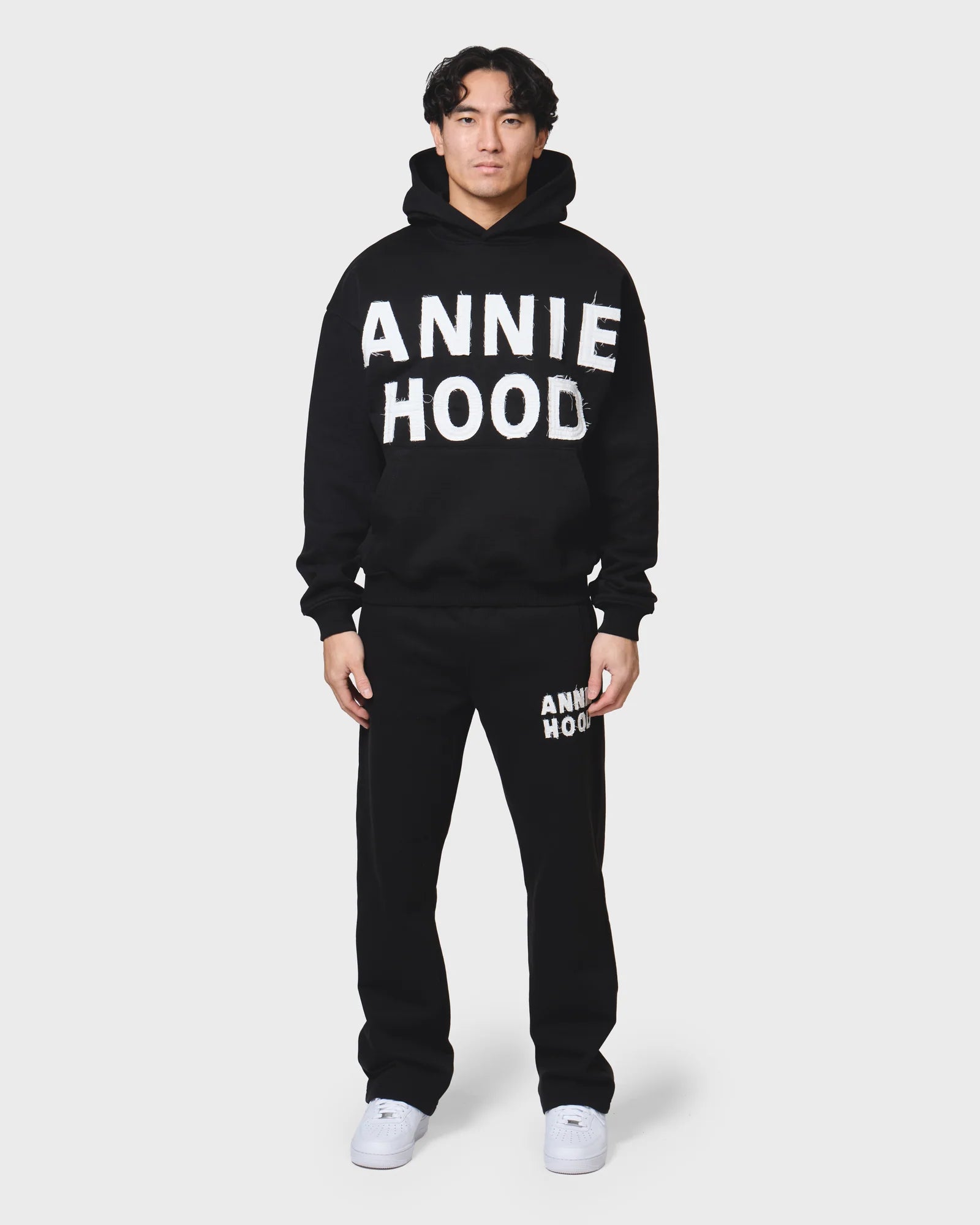 Annie Hood Appliqué Hoody Black