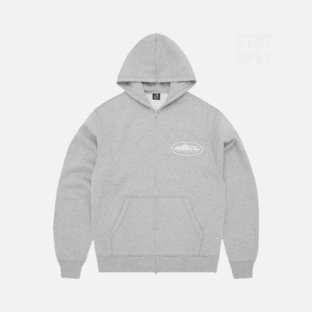 Corteiz Island Puff Print Hoodie Heather Grey