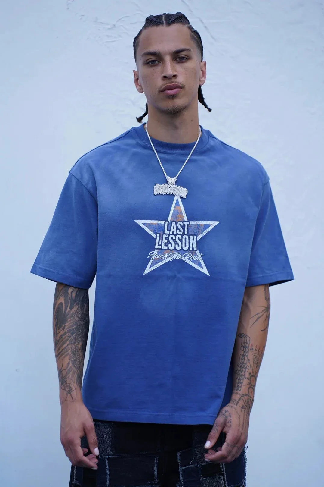 Last Lesson Blue Washed Star T Shirt