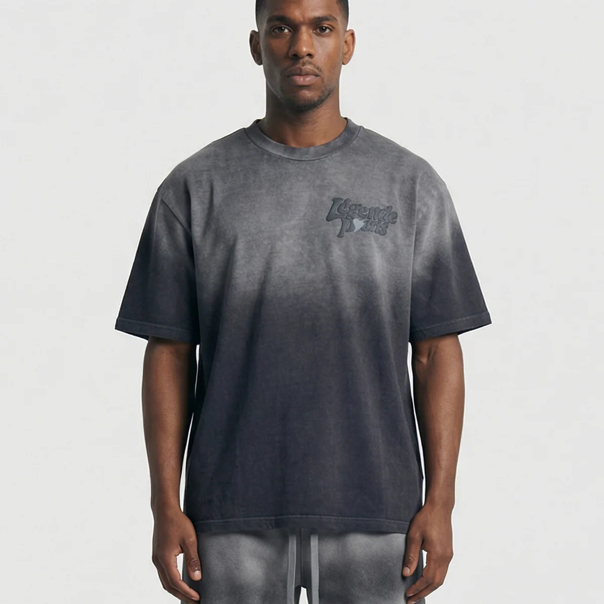 LEGENDE LND GRADIENT T SHIRT CHARCOAL WASH
