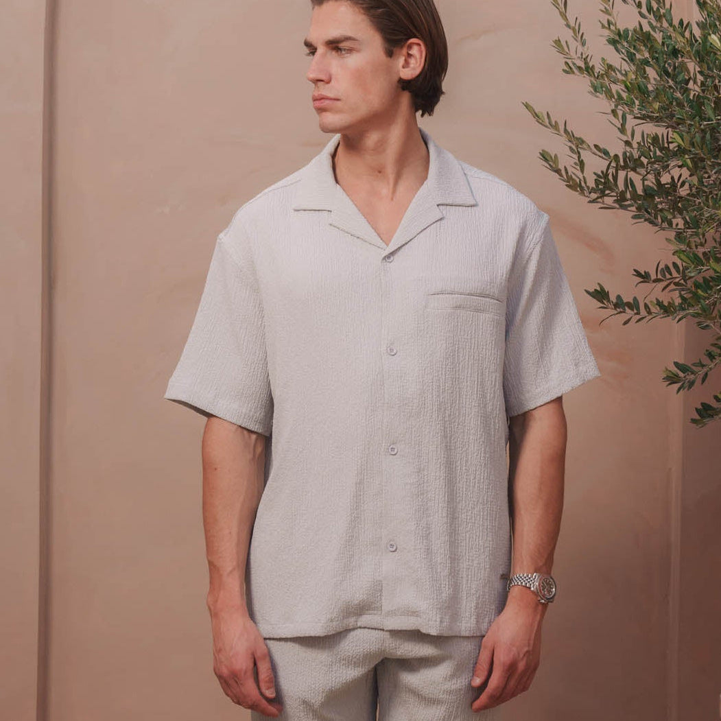 Belier Hassan Seersucker S/S Shirt - Grey