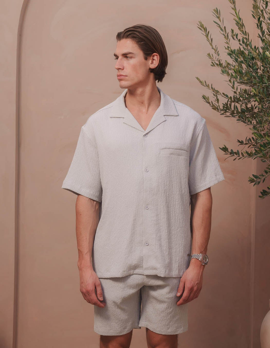 Belier Hassan Seersucker S/S Shirt - Grey