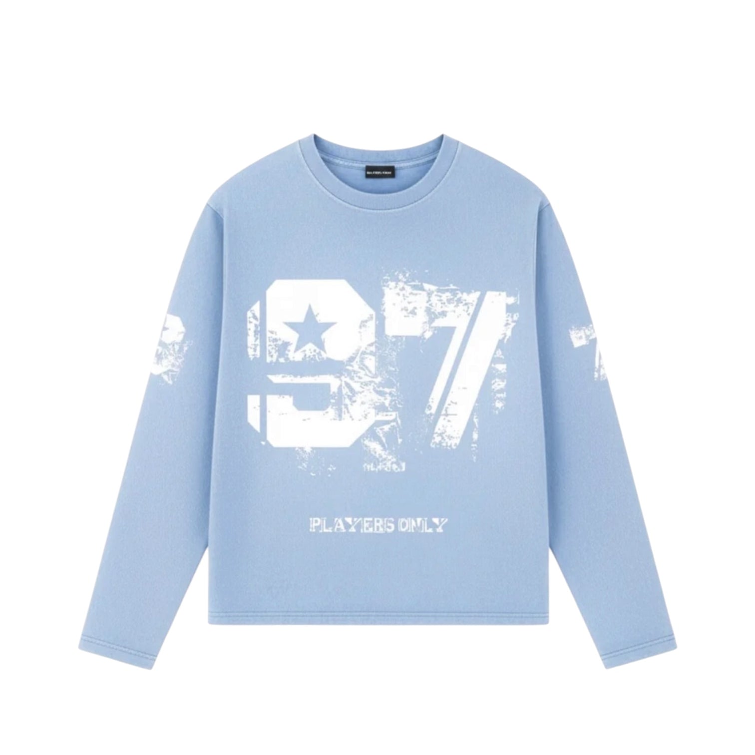 PLAYERS ONLY WASHED BLUE SKY DISTRESSED 97 JERSEY LONG SLEEVE