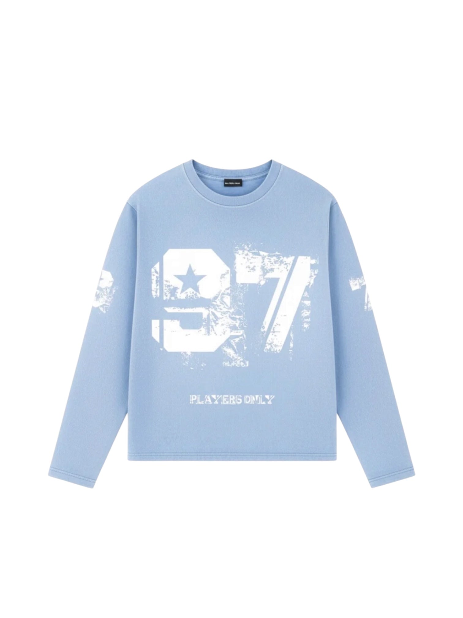 PLAYERS ONLY WASHED BLUE SKY DISTRESSED 97 JERSEY LONG SLEEVE