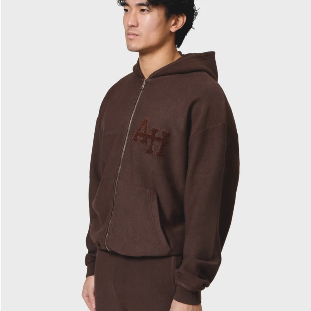ANNIE HOOD COLLEGE ZIP WASHED BROWN