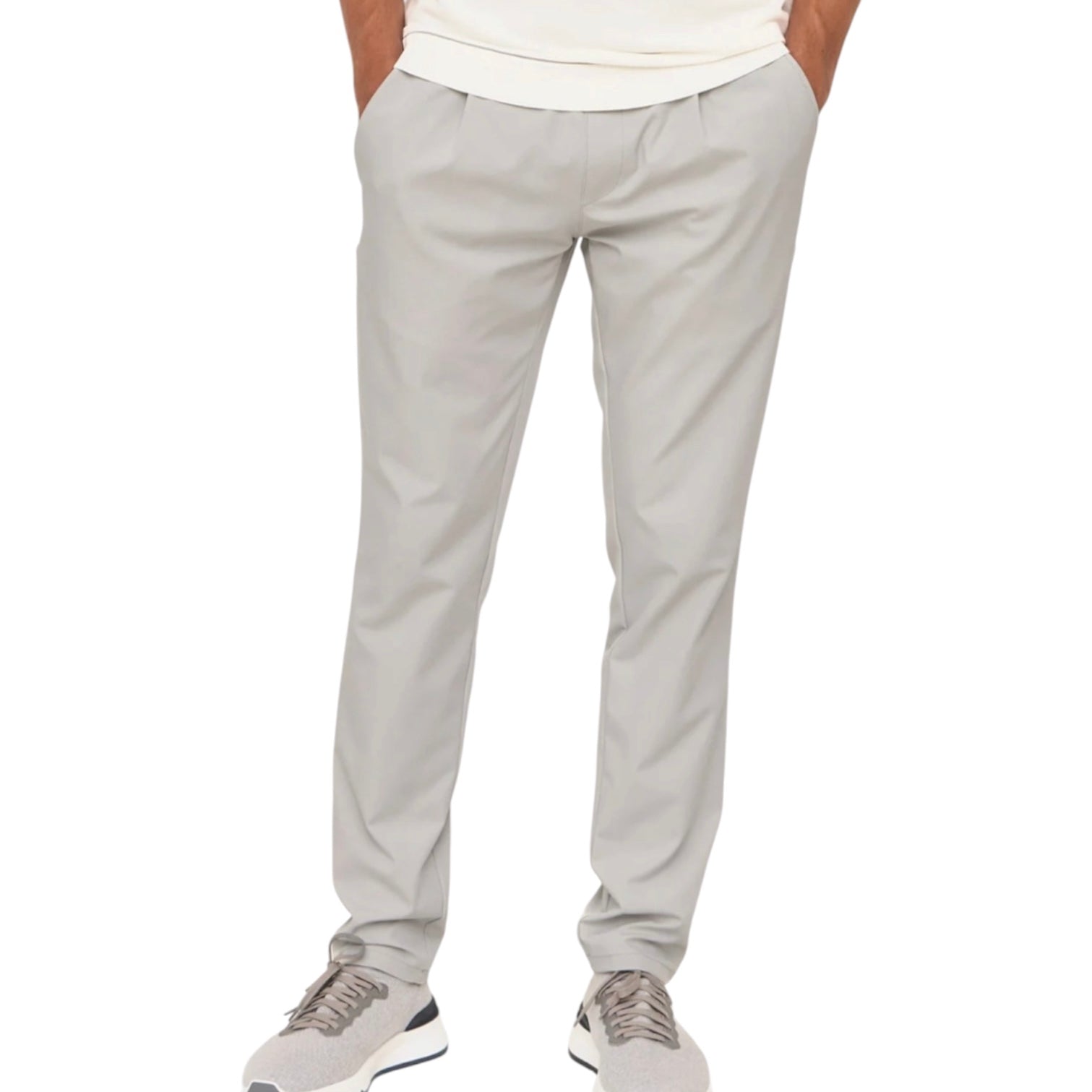 LOIANO SLIM FIT TECH TROUSERS LIGHT GREY