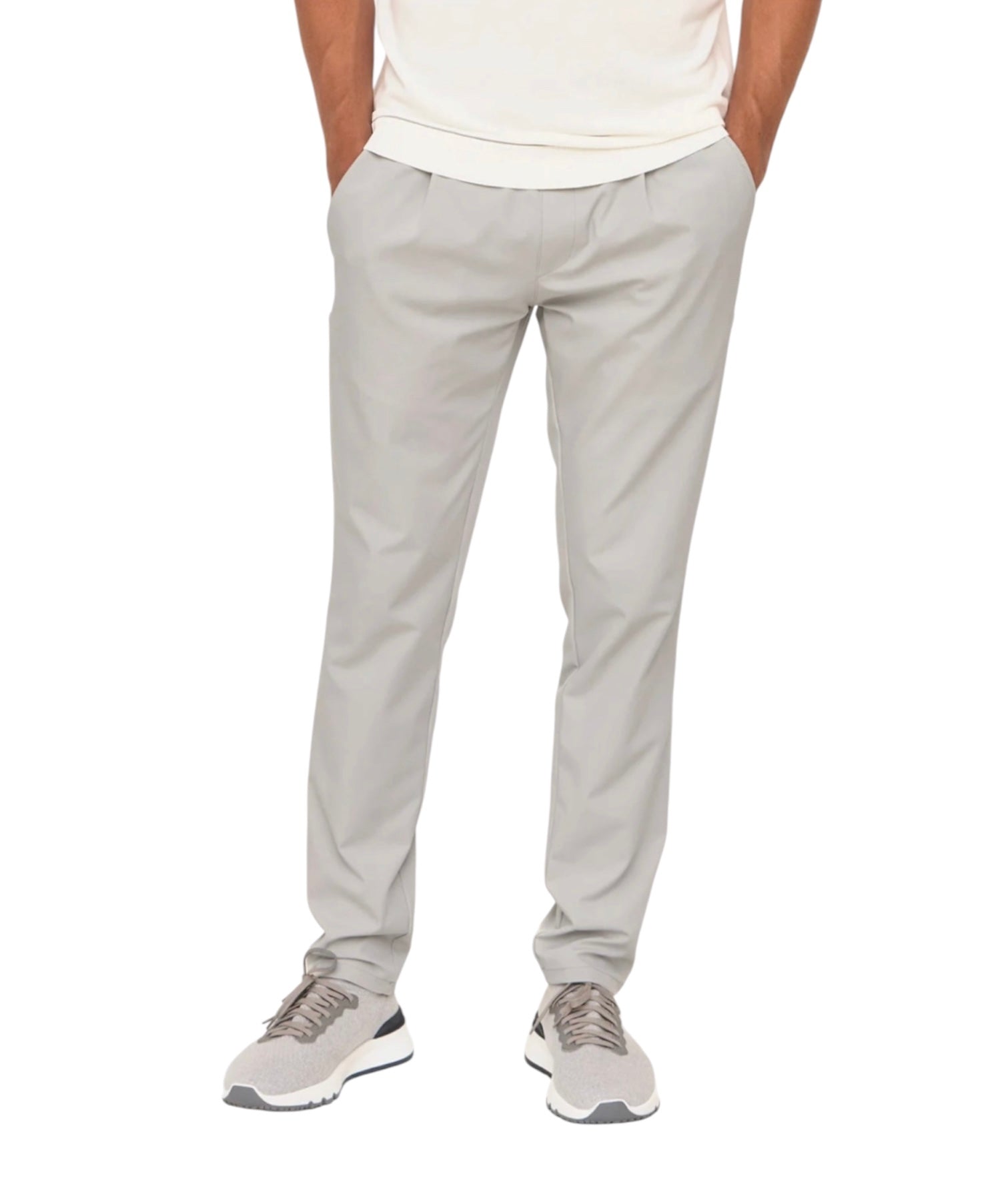 Loiano Slim Fit Tech Trousers Light Grey