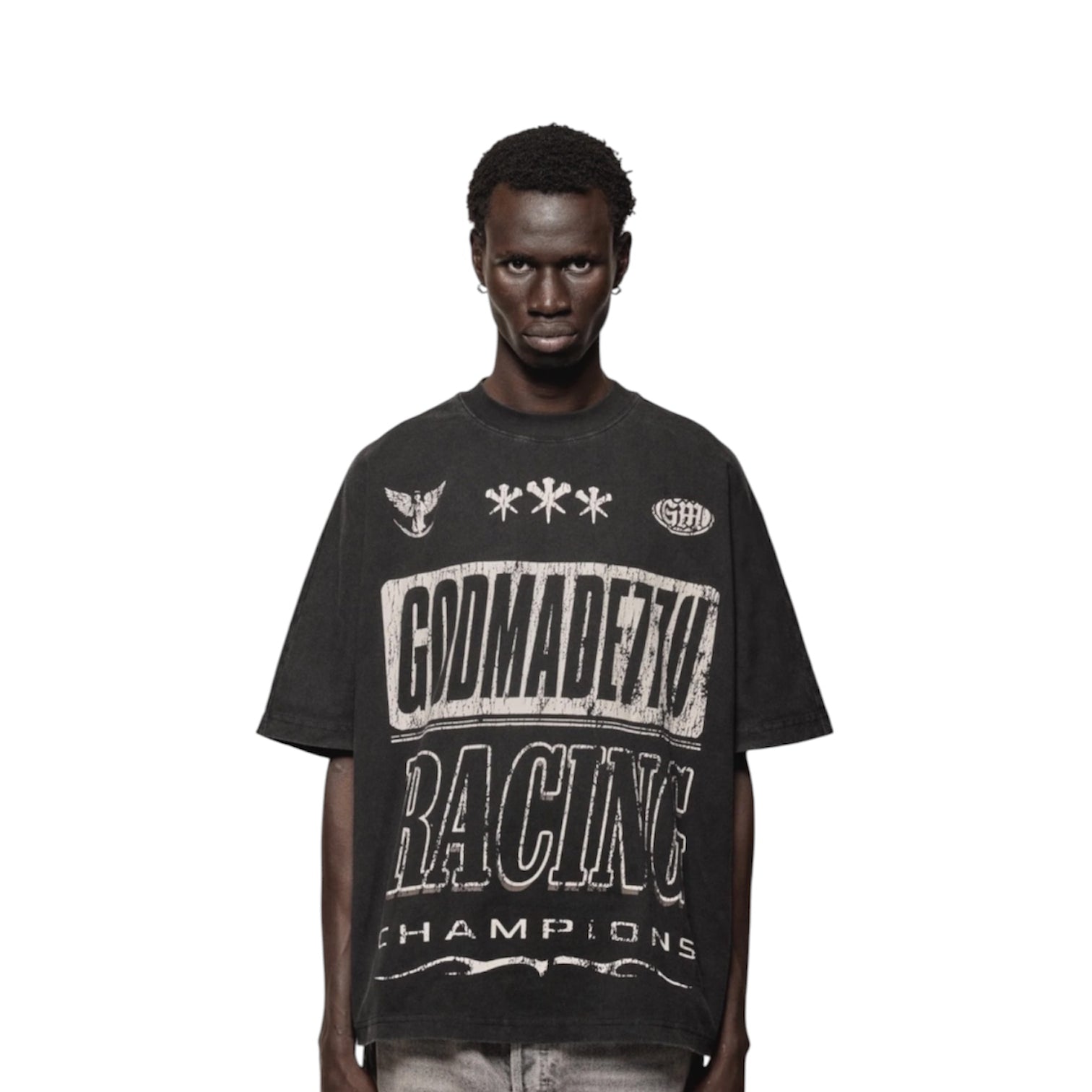 GODMADE CHAMPS T SHIRT - WASHED BLACK