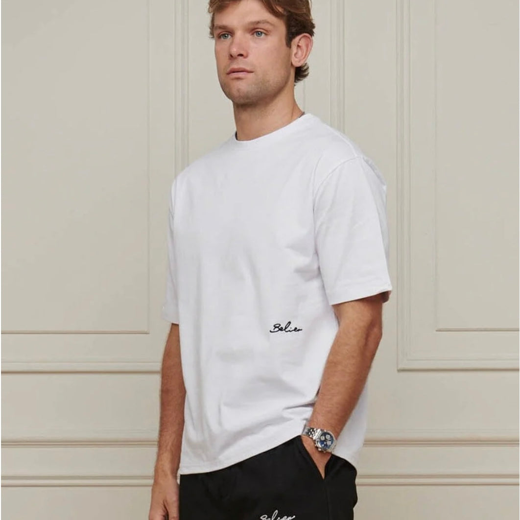 BELIER WHITE EMBROIDERED LOGO T SHIRT