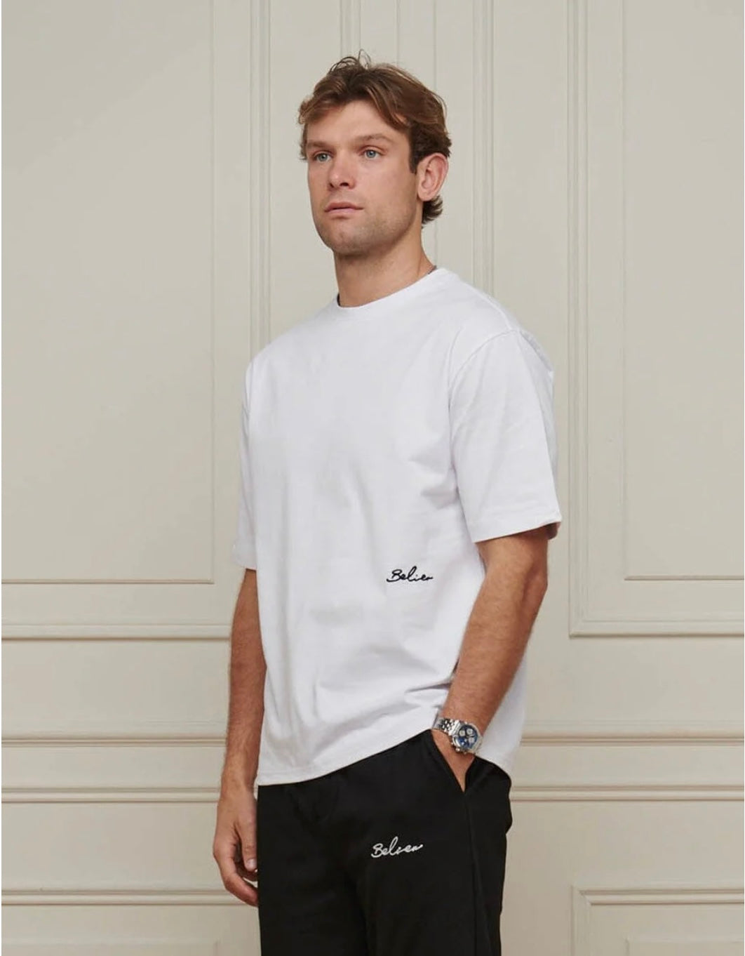 Belier White Embroidered Logo T Shirt