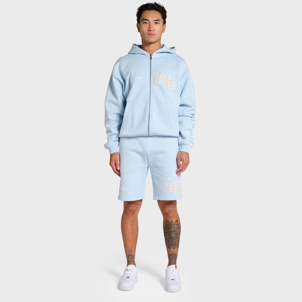 Annie Hood College Logo Zipper Baby Blue