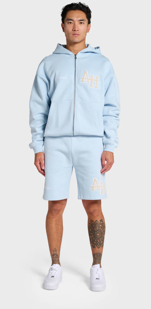 Annie Hood College Logo Zipper Baby Blue