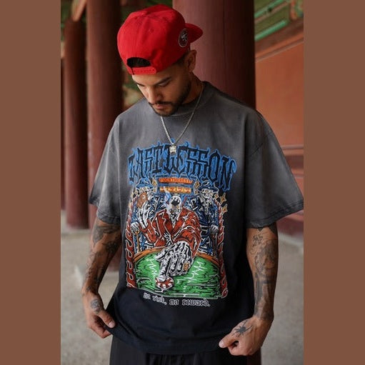 Last Lesson Poker T Shirt ‘Black/Grey’