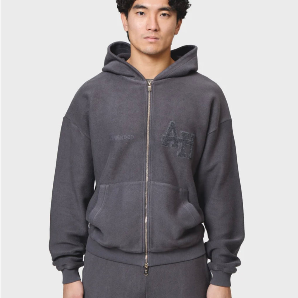 ANNIE HOOD COLLEGE ZIP WASHED BLACK