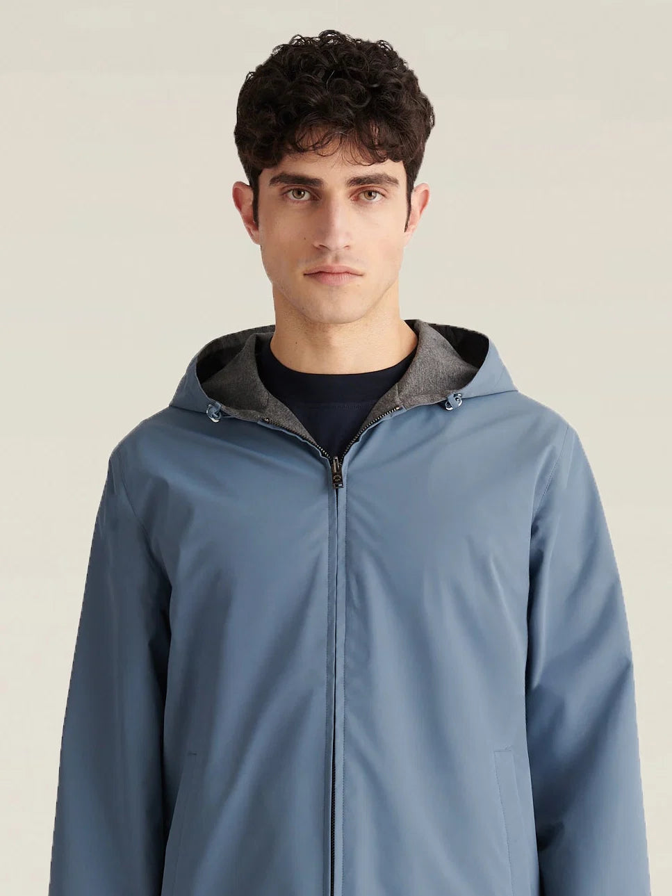 PECKHAM RYE SLOANE REVERSIBLE HOODED JACKET IN BLUE MIRAGE