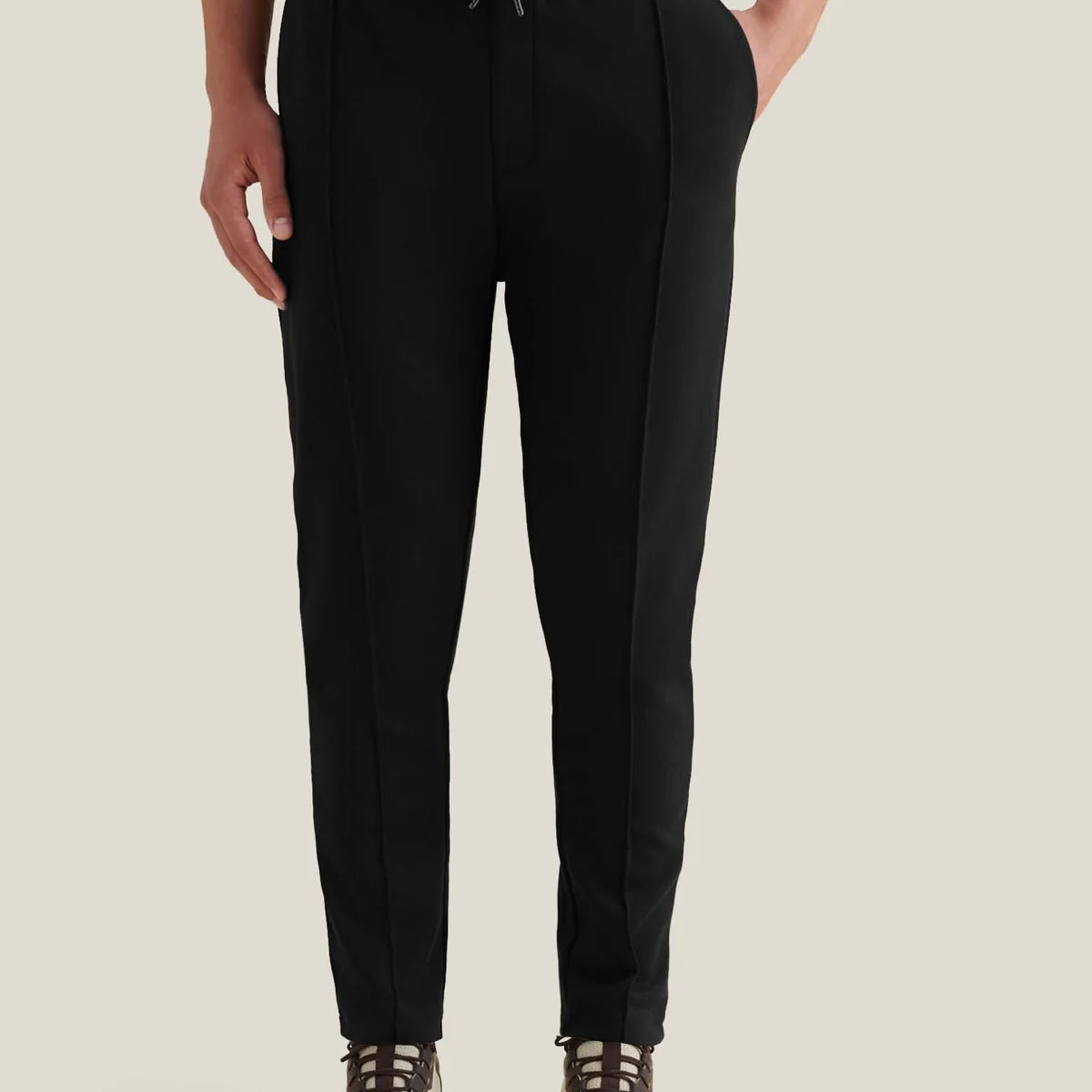 PECKHAM RYE RIVER JERSEY INTERLOCK TROUSER IN BLACK