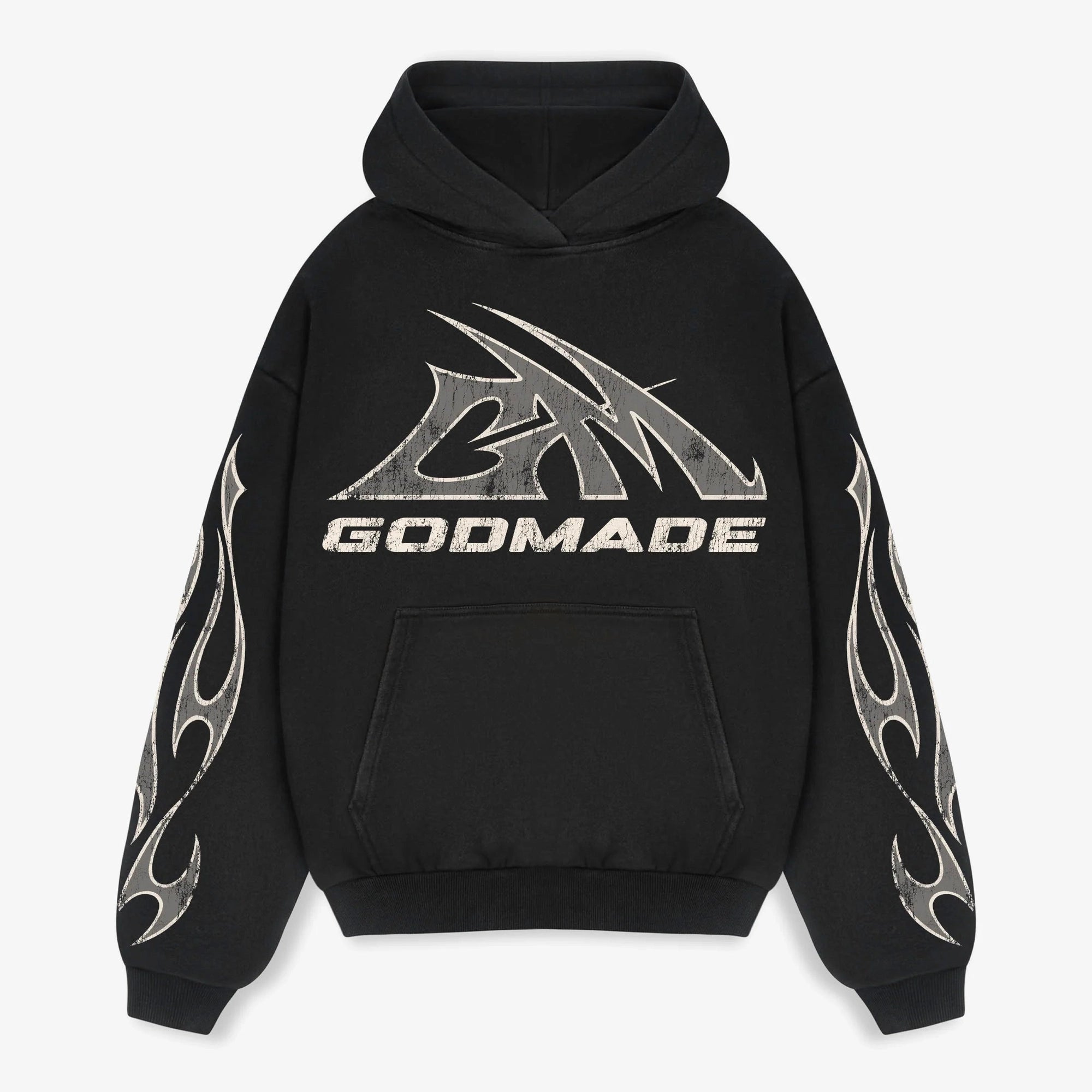 Godmade Logo Washed Black Hoodie