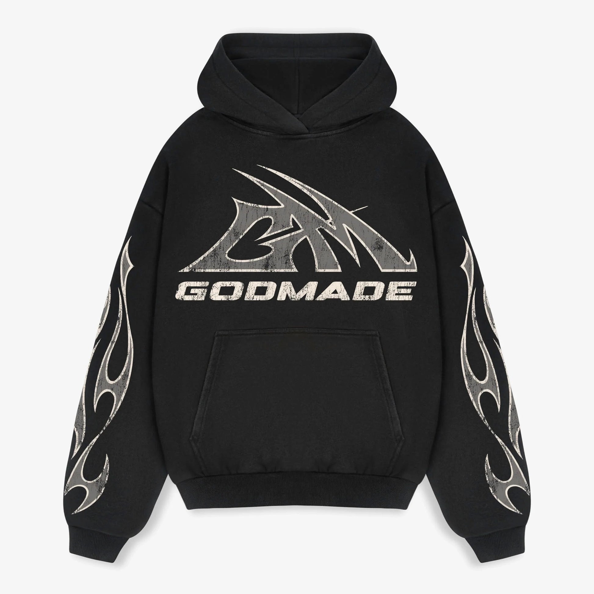 Godmade Logo Washed Black Hoodie