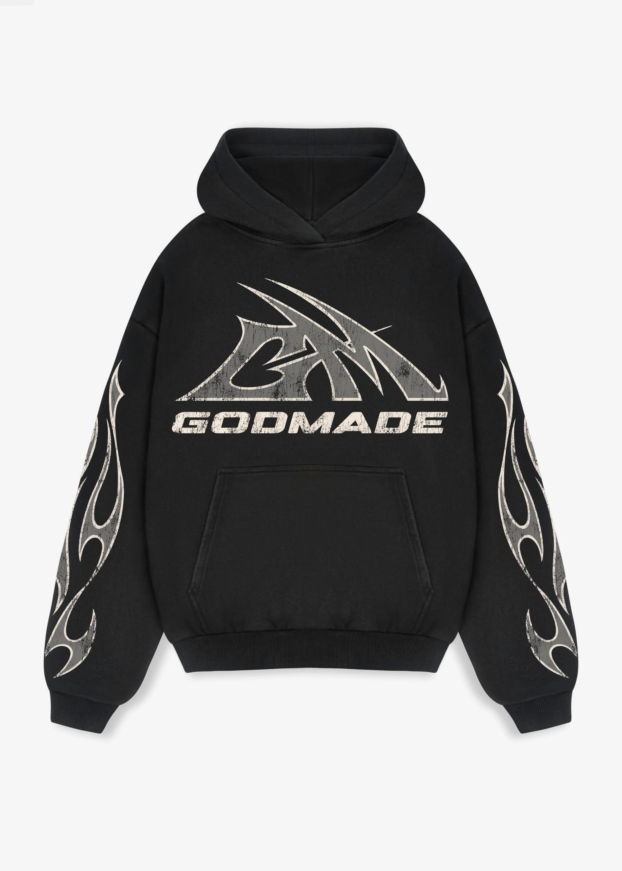Godmade Logo Washed Black Hoodie