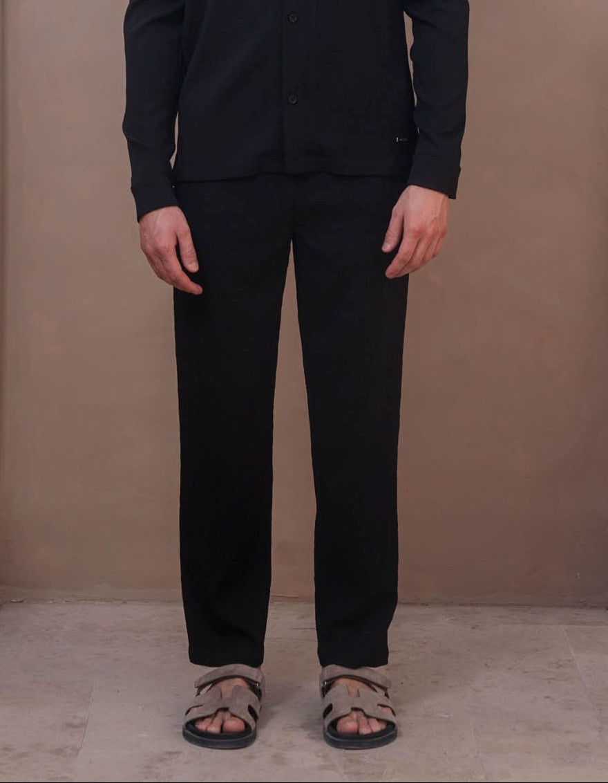 Belier Hassan Seersucker Trousers - Black