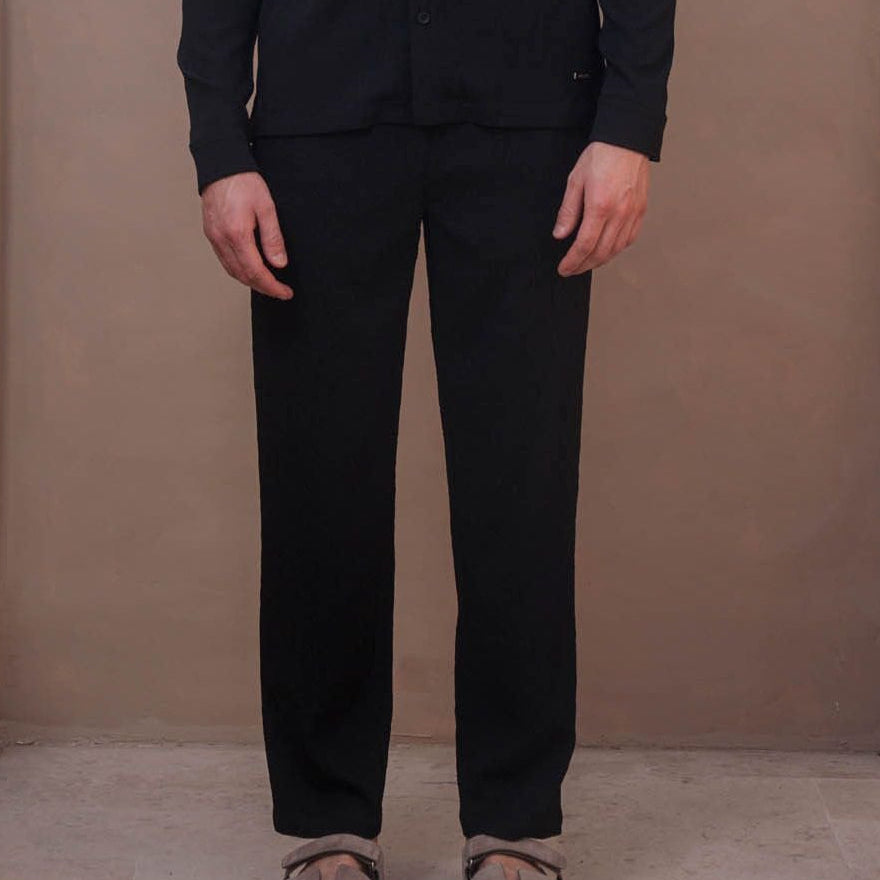 Belier Hassan Seersucker Trousers - Black