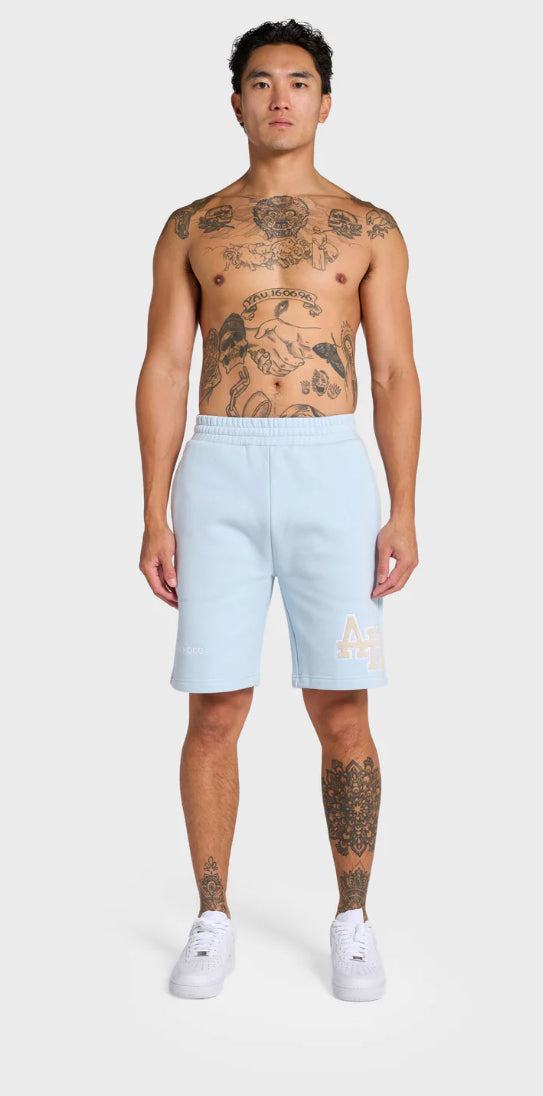 Annie Hood College Logo Baby Blue Sweatshorts