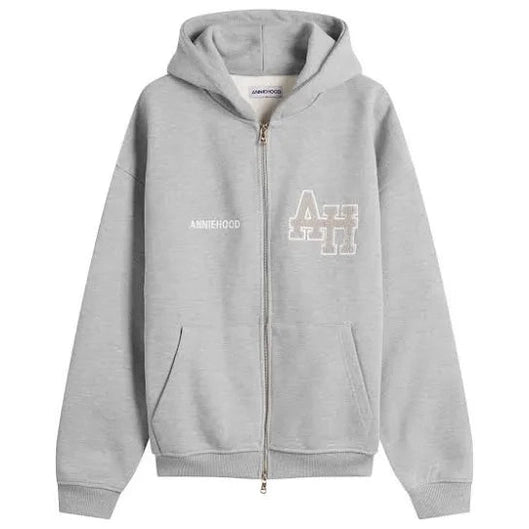 Annie Hood College Logo Zipper Grey