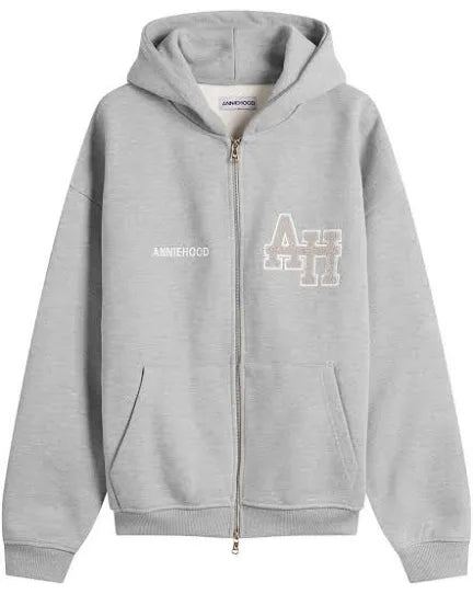 Annie Hood College Logo Zipper Grey