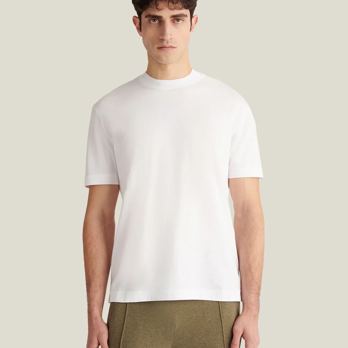 PECKHAM RYE Devonshire Mercerised Cotton T-Shirt in White