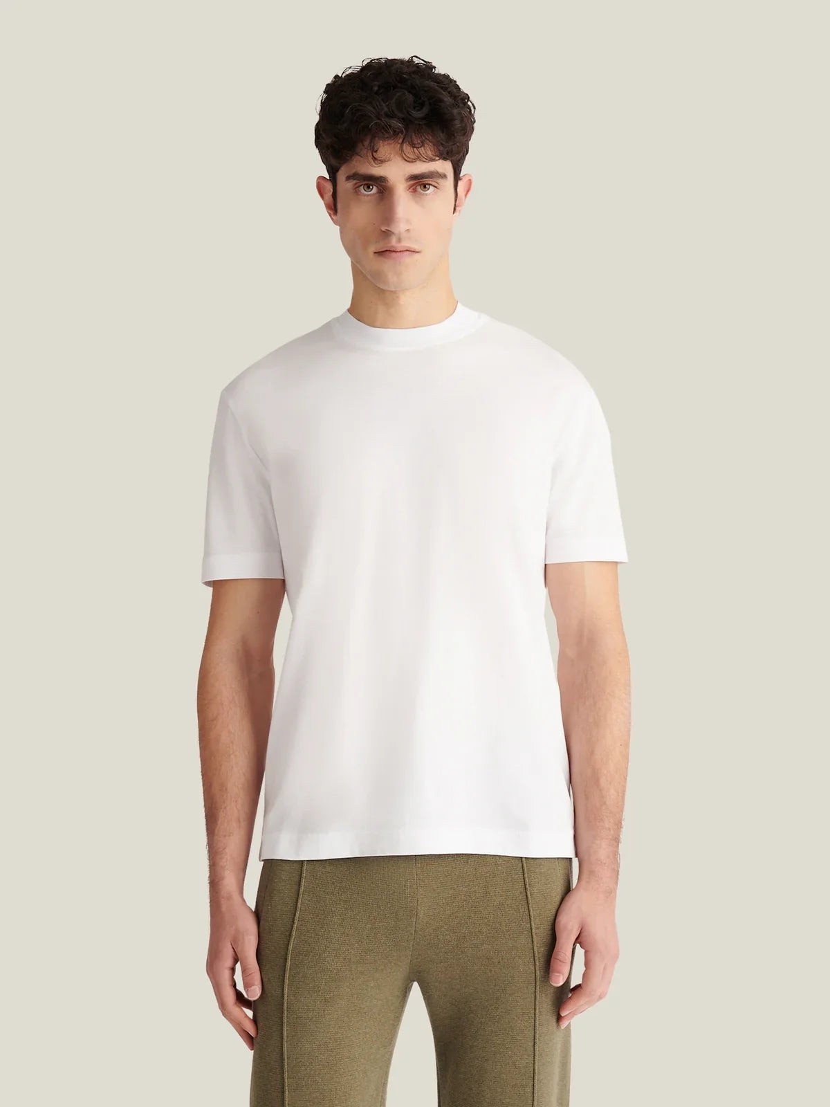 PECKHAM RYE Devonshire Mercerised Cotton T-Shirt in White