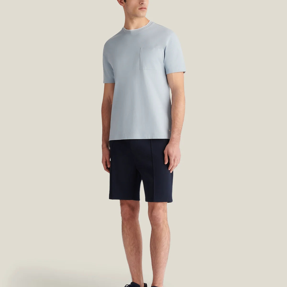 PECKHAM RYE CABANA PIQUE POCKET T SHIRT IN BLUE HAZE