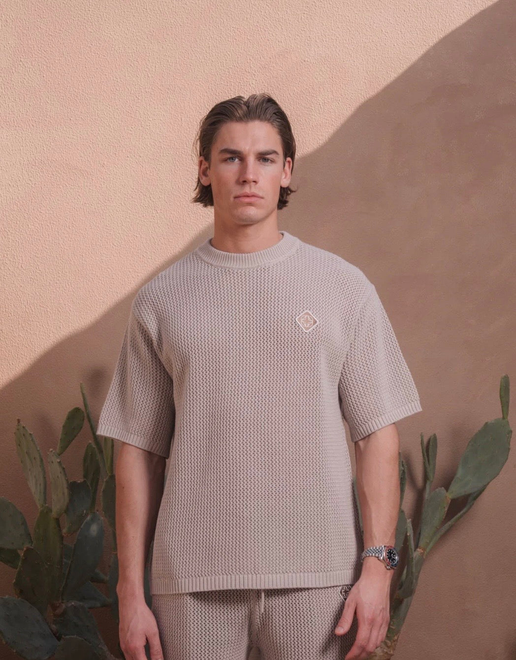 Belier Leon Crochet T Shirt Taupe