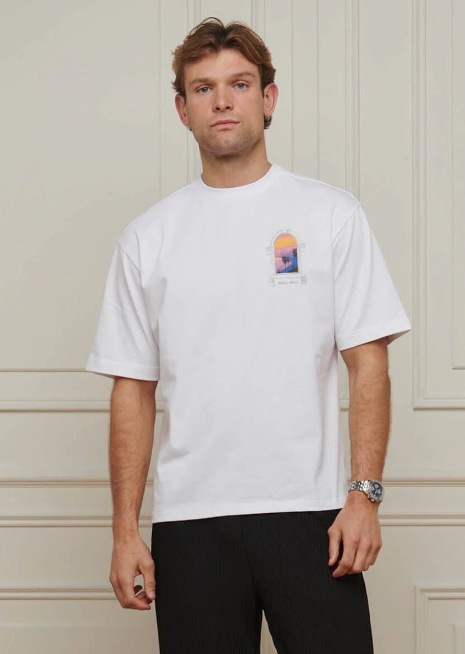 Belier White Miami Sunset T Shirt
