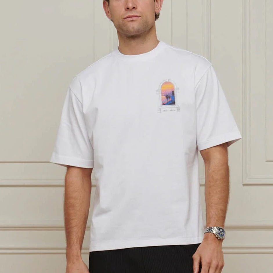 Belier White Miami Sunset T Shirt