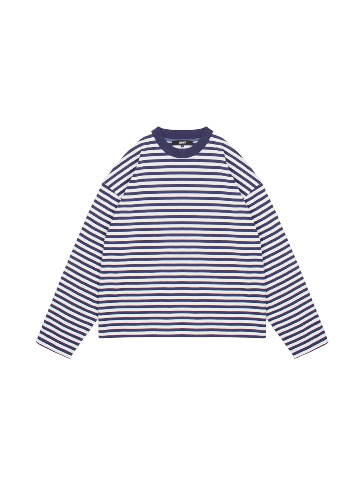 SUMMIT HEAVYWEIGHT LONG SLEEVE T SHIRT - NAVY STRIPE