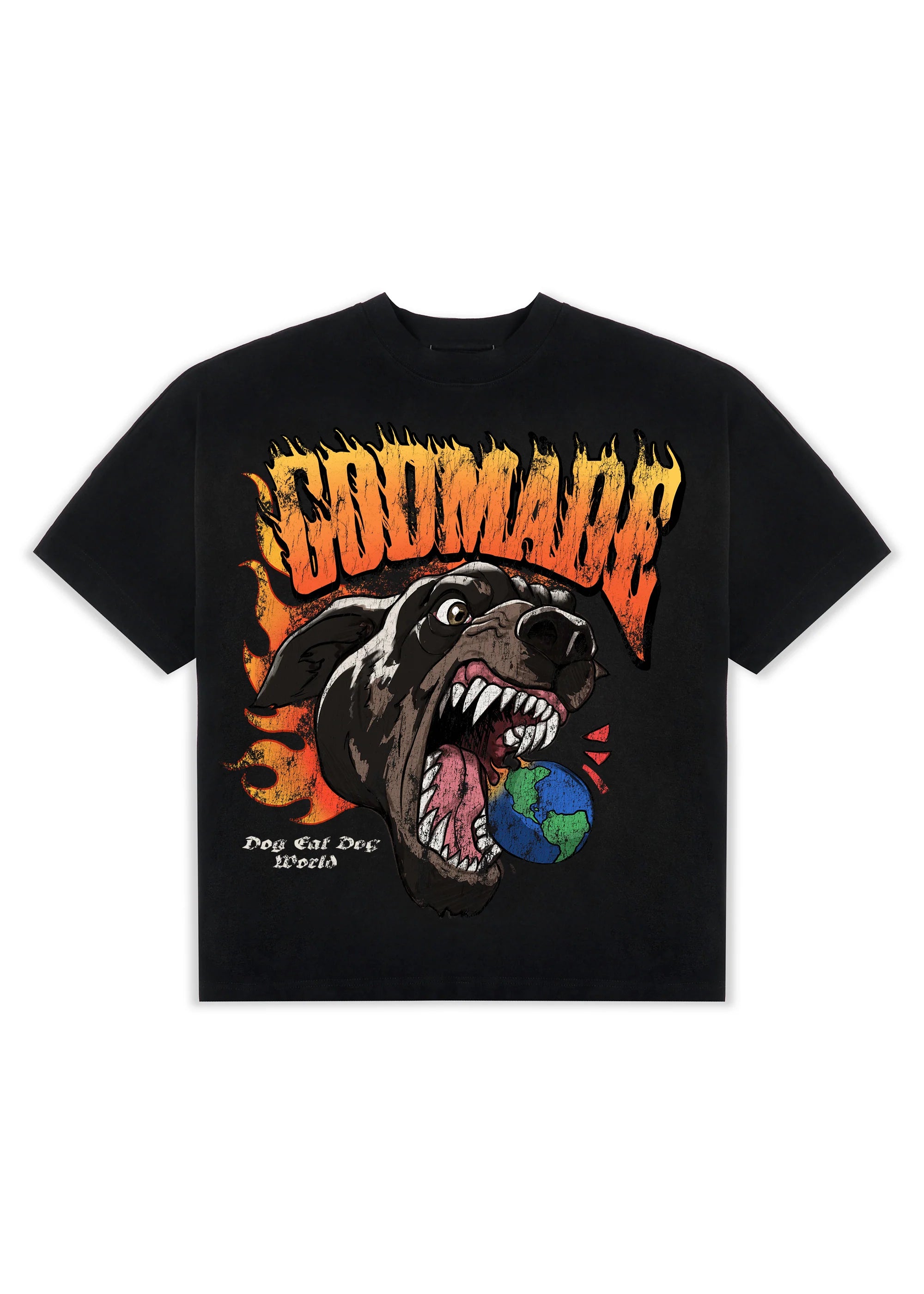 Godmade Dog World T Shirt Washed Black