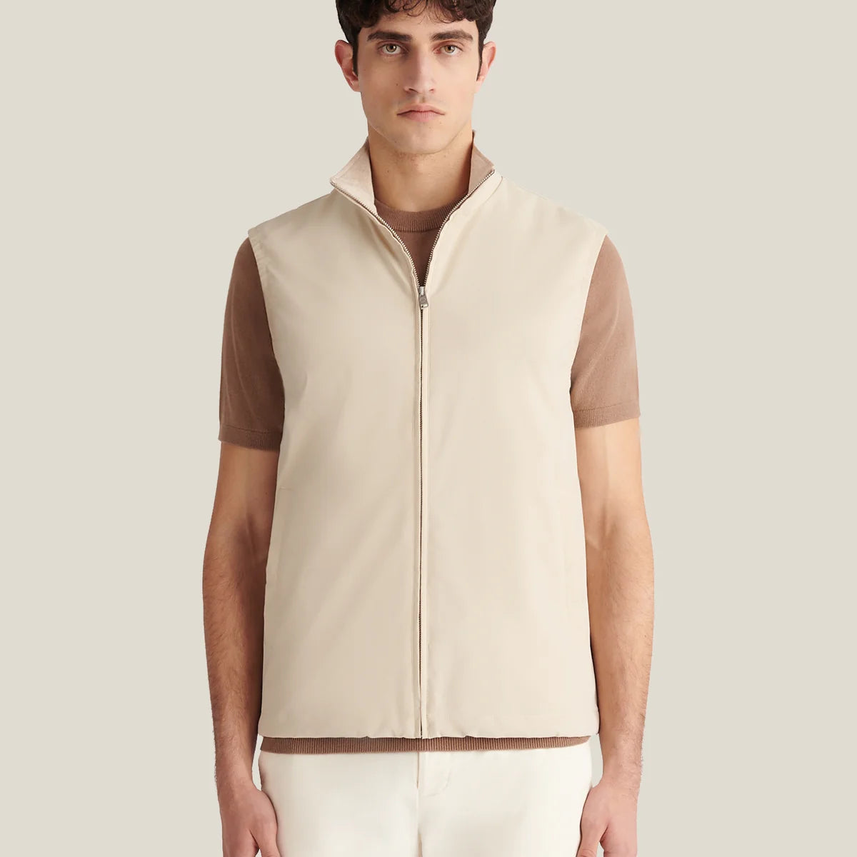 PECKHAM RYE MOLO ZIP VEST IN PEYOTE