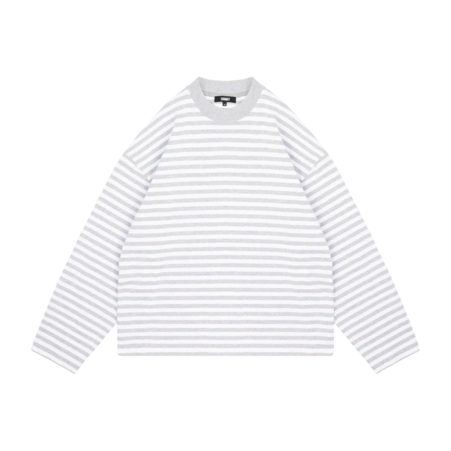 SUMMIT HEAVYWEIGHT LONG SLEEVE T SHIRT MARL GREY STRIPE