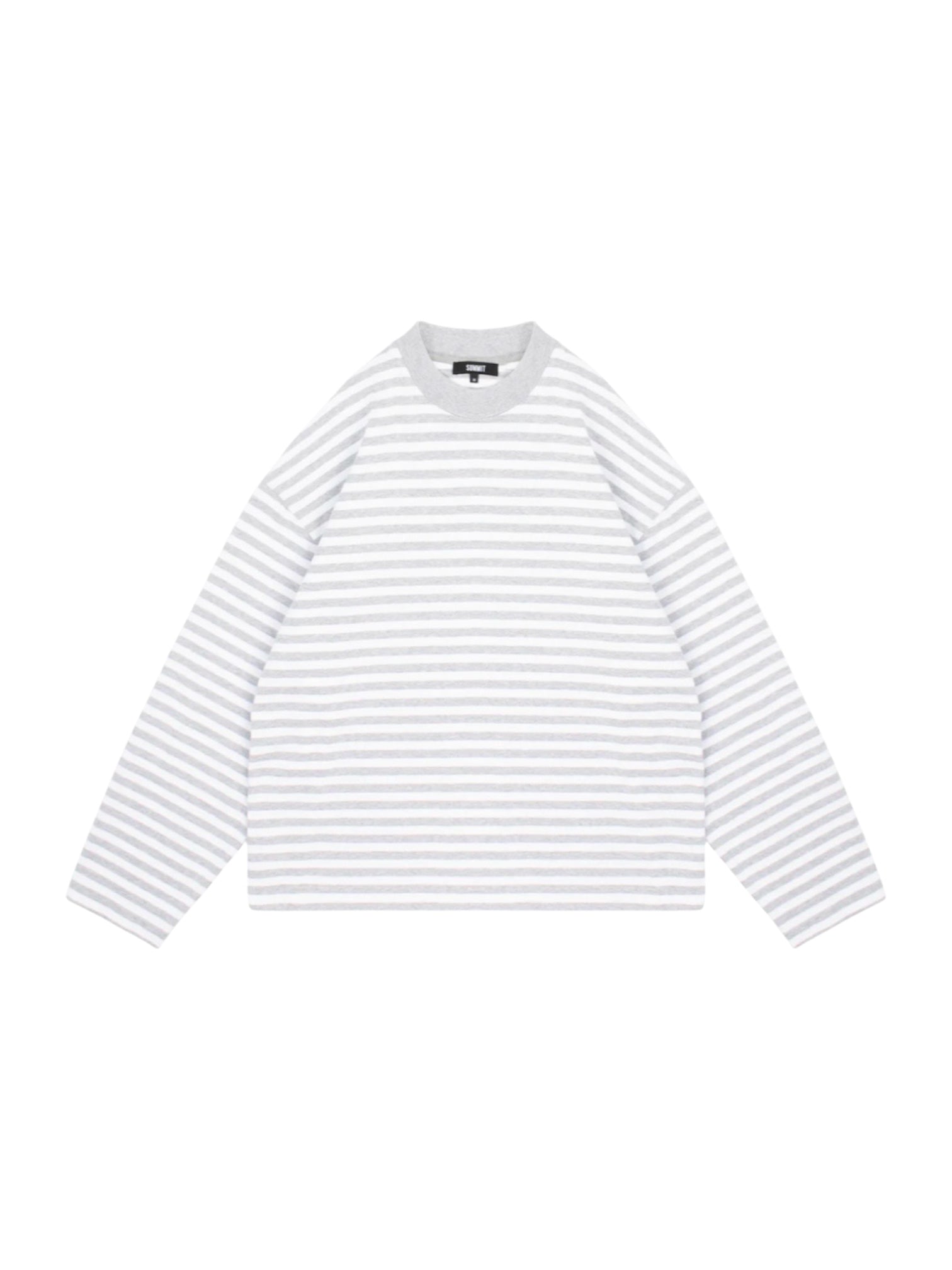 SUMMIT HEAVYWEIGHT LONG SLEEVE T SHIRT MARL GREY STRIPE