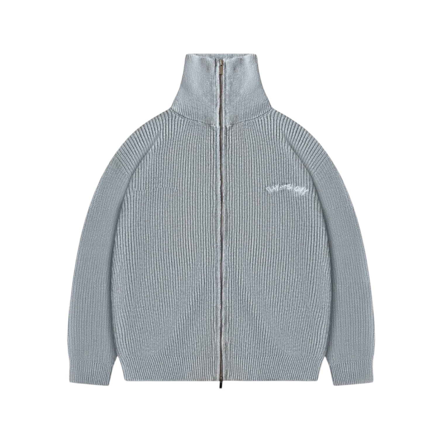 PLAYERS ONLY GREY EMBROIDERED KNIT ZIP JACKET
